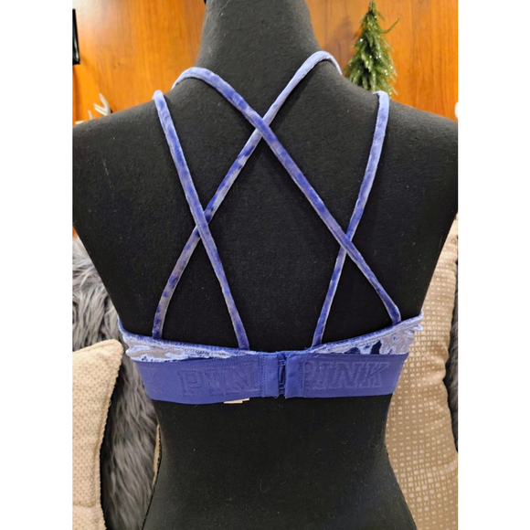 Women's PINK Blue Velvet Bralette - Picture 3 of 4
